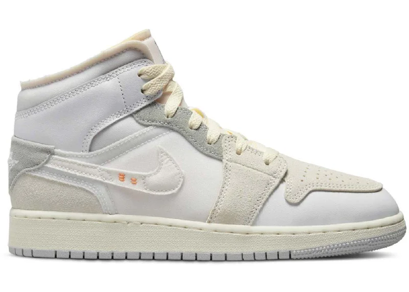 Nike Air Jordan 1 Mid SE Craft Inside Out White Grey (GS) Women's