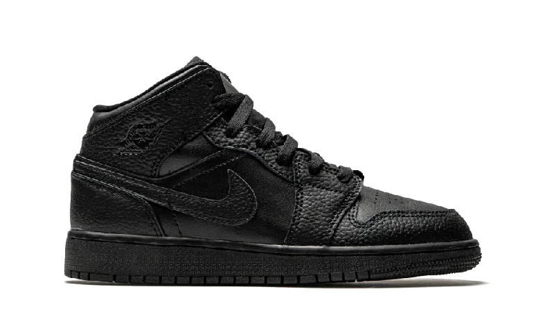 Nike Air Jordan 1 Mid Triple Black (GS) Women's